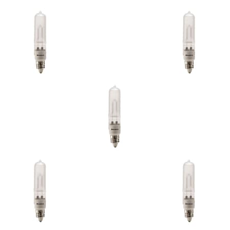 Bulbrite 250W 120V Dimmable Frost T4 Halogen Mini Light Bulbs, Mini-Candelabra E11 Base, 2900K, 5PK 860805